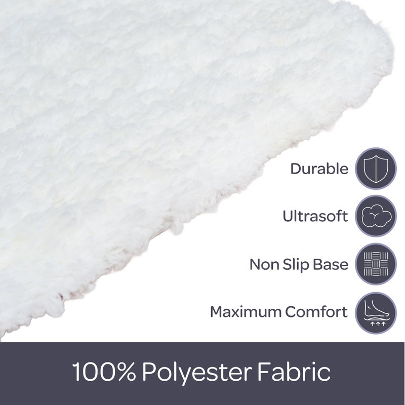 Lavish Home 3 Piece Super Plush Non-Slip Bath Mat Rug Set - White - Image 4